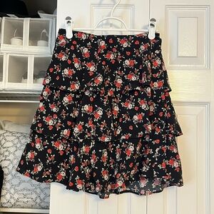 Zara Floral Black Skirt